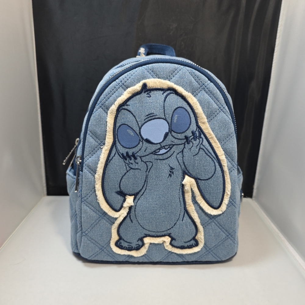 Loungefly Disney Lilo & Stitch Denim Patchwork Mini Backpack NWT